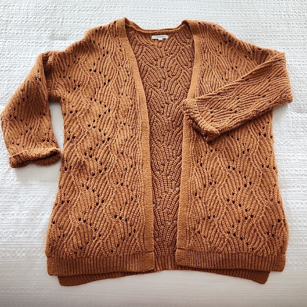 Maurices Tan Open Knit Cardigan
